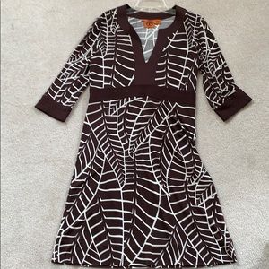 SALE Tory Burch brown silk Jersey Dress palm print